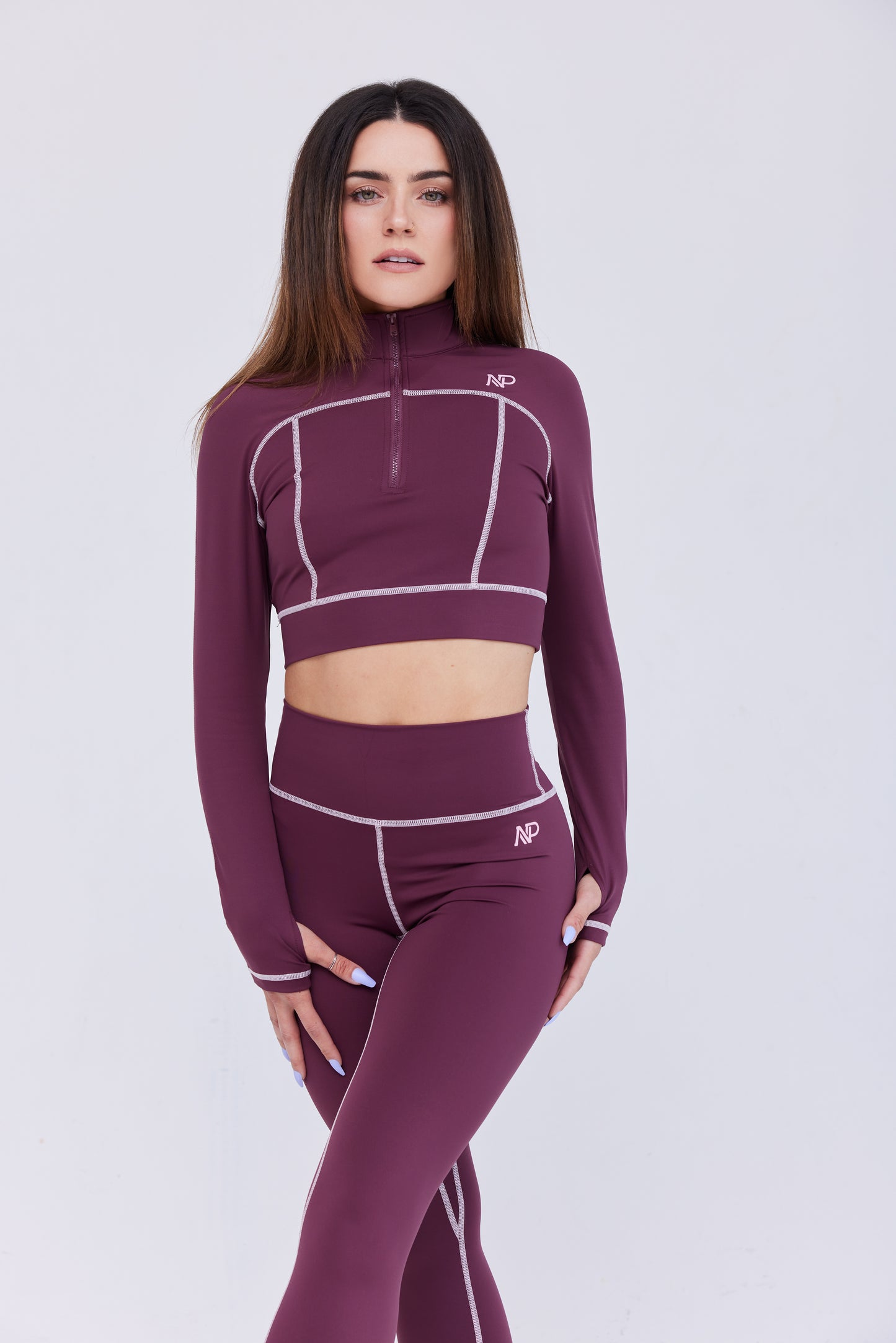 Women's Zip Crop Top - Merlot