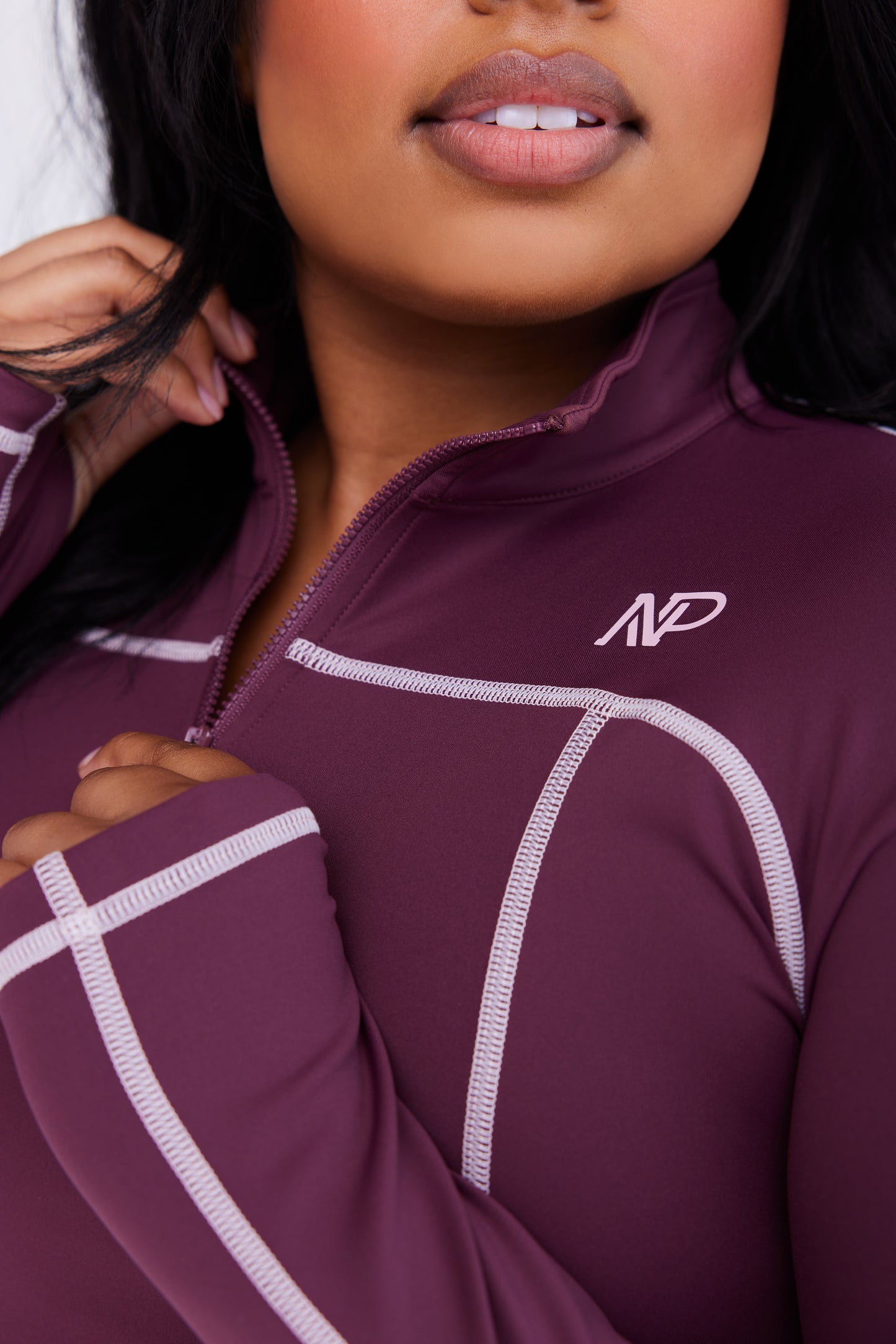 Women's Zip Crop Top - Merlot