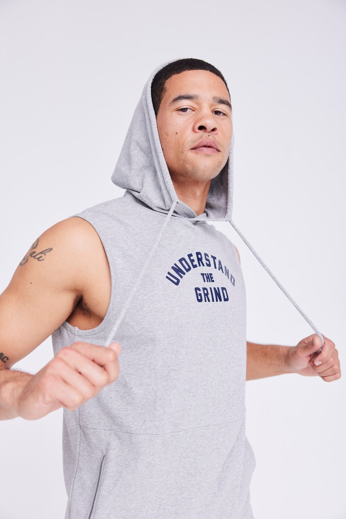 White sleeveless hoodie clearance mens