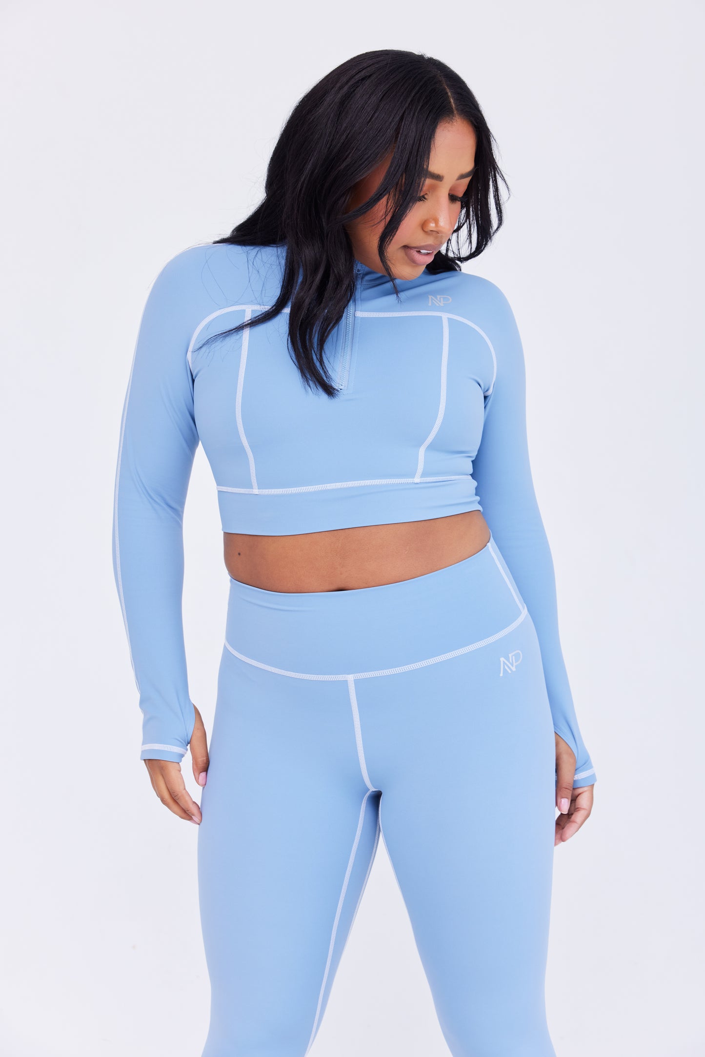 Women's Zip Crop Top - Lagoon