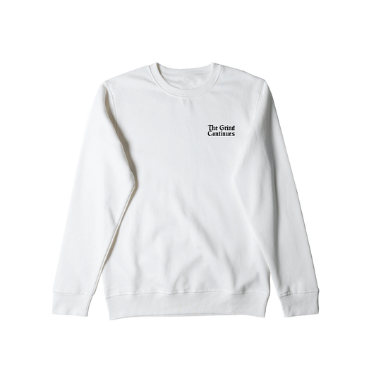 The Grind Continues Crewneck - White