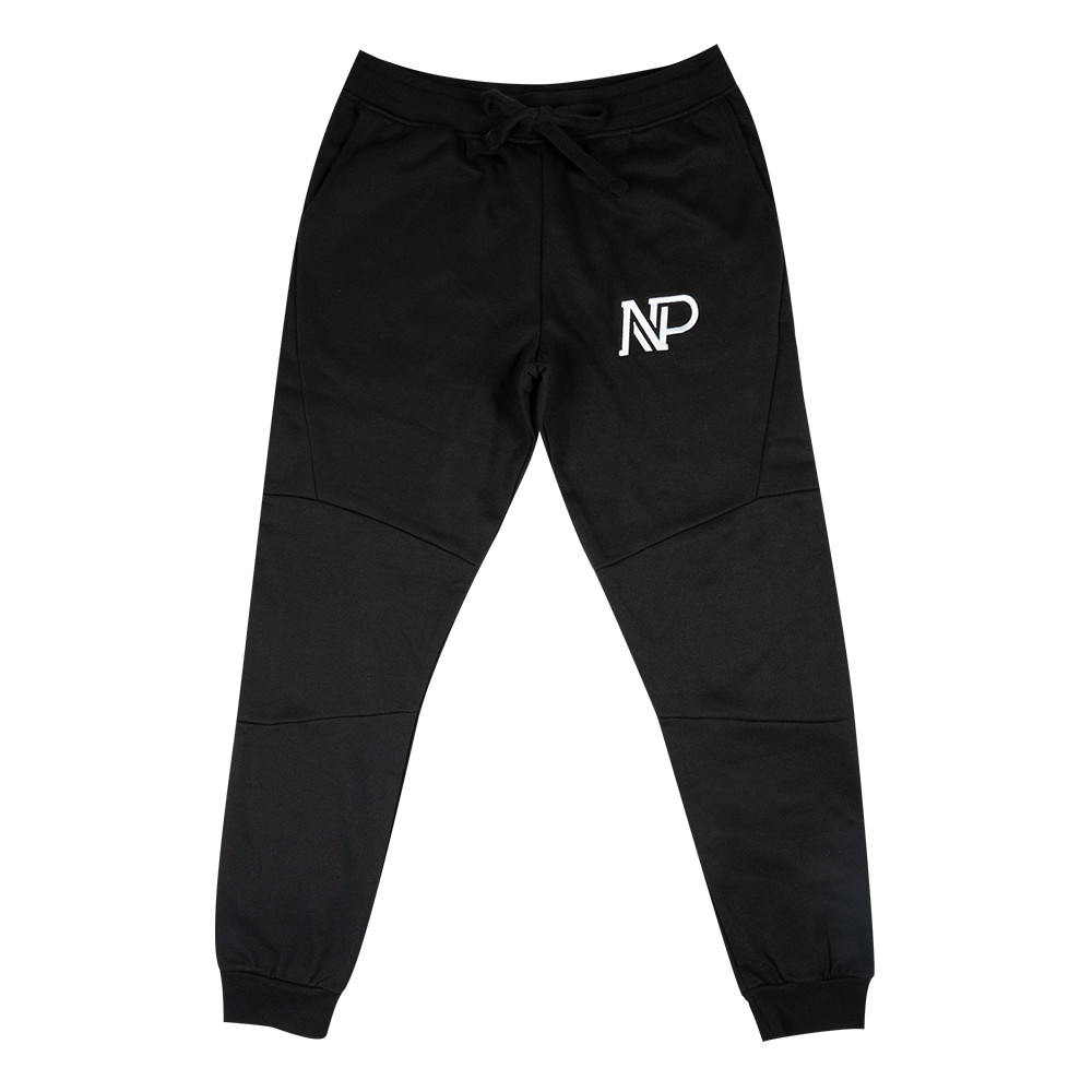 NP Embroidered Men's Panelled Jogger - Black