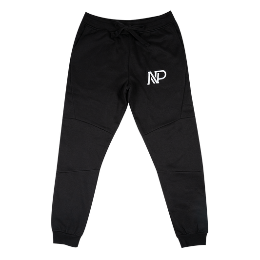 NP Embroidered Men's Panelled Jogger - Black